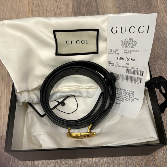 Authentic Gucci Double G Black Belt Size 80 / US 26 - Picture 4 of 4